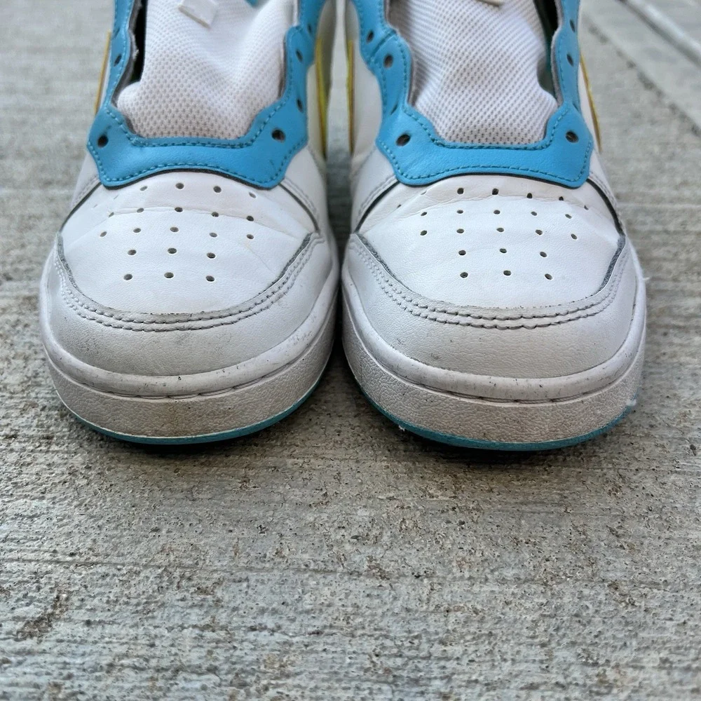 Nike Court Borough Low GS Size 6Y White Teal Volt‎ Sneaker Womens 7.5